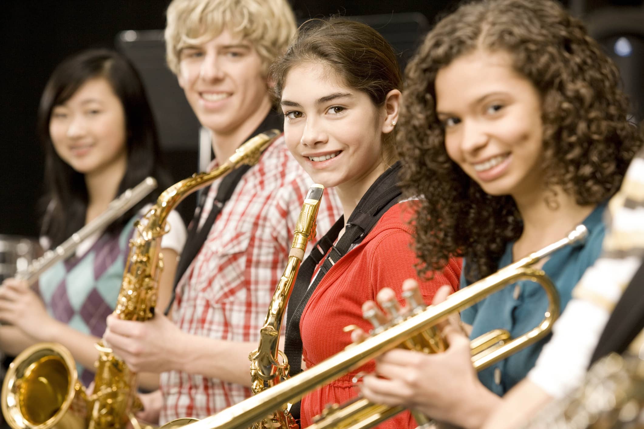 Group of students playing saxophone